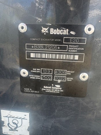 2020 Bobcat E20 Mini Excavator
