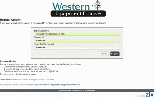 View of the portal login screen.