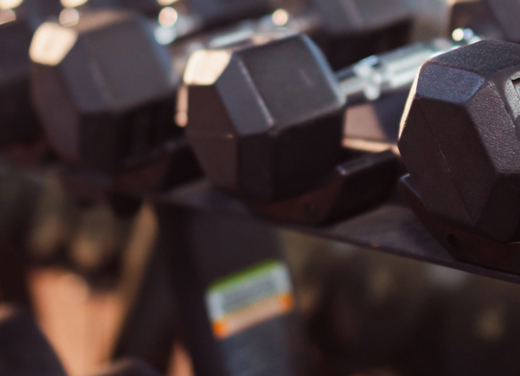 Row of dumbbells.